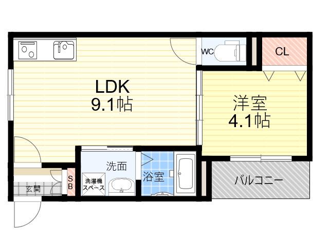 F ASECIA GARDEN(1LDK/3階)の間取り写真