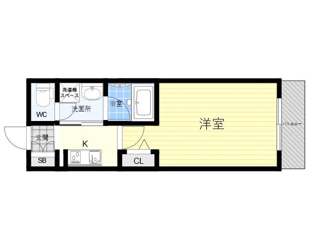 ヴェールシャルマン塚口(1K/2階)の間取り写真