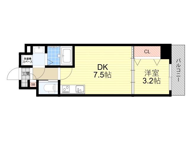 NU武庫川駅前(1DK/2階)の間取り写真