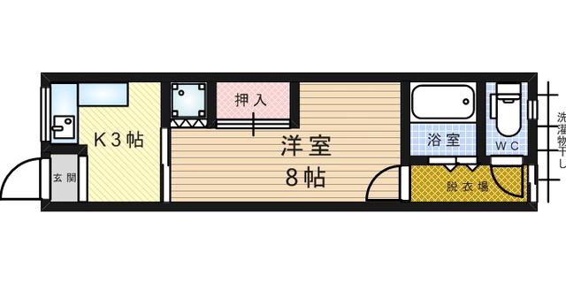 上ノ島町アパート(1K/1階)の間取り写真