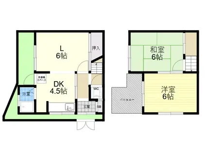 JR東海道・山陽本線 甲子園口駅 徒歩15分 2階建 築53年(2LDK)の間取り写真