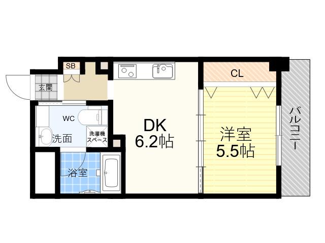 エクセラ塚口(1DK/2階)の間取り写真