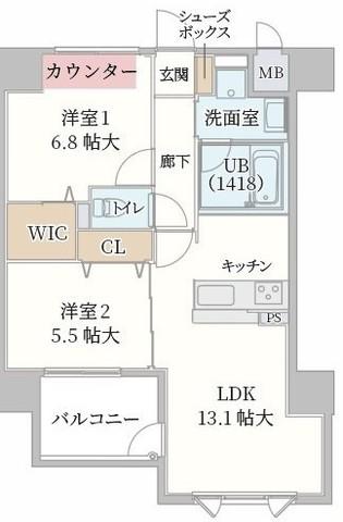 ティマー・レジデンシィ塚口(2LDK/6階)の間取り写真