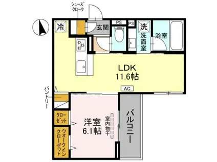 VIVRE立花(1LDK/2階)の間取り写真