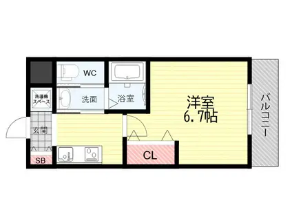 ROOST南武庫之荘(1K/2階)の間取り写真