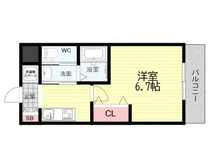 ROOST南武庫之荘(1K/2階)の間取り写真