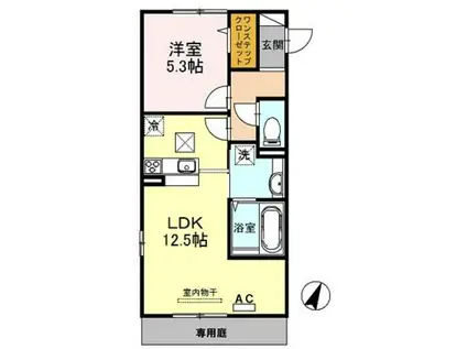 パークサイド千歳 N(1LDK/1階)の間取り写真