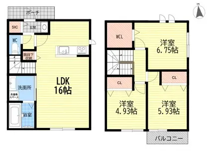 阪急今津線 甲東園駅 徒歩34分 2階建 新築(3LDK)の間取り写真