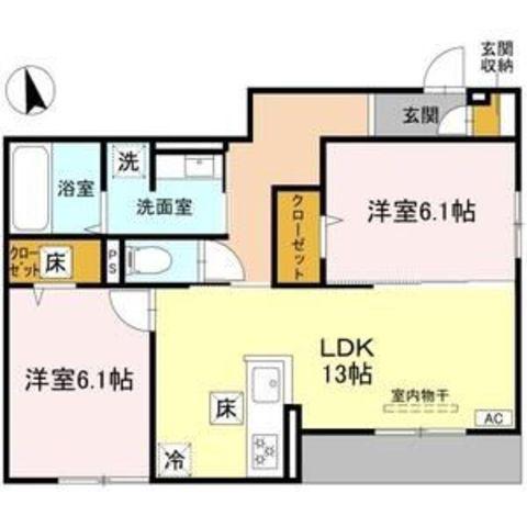 FIELD COURT(2LDK/1階)の間取り写真