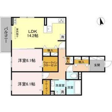 FIELD COURT(2LDK/2階)の間取り写真