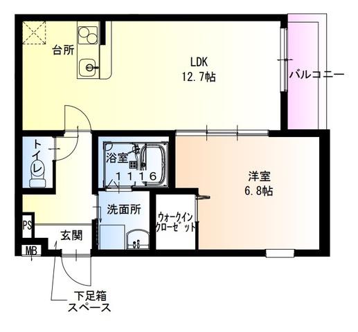 フジパレスJR塚口(1LDK/1階)の間取り写真