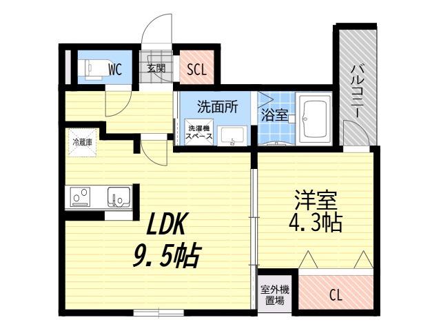 LOUIS APARTMENT 武庫川(1LDK/2階)の間取り写真