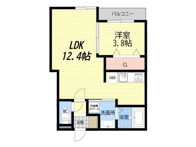 LOUIS APARTMENT 武庫川(1LDK/2階)の間取り写真