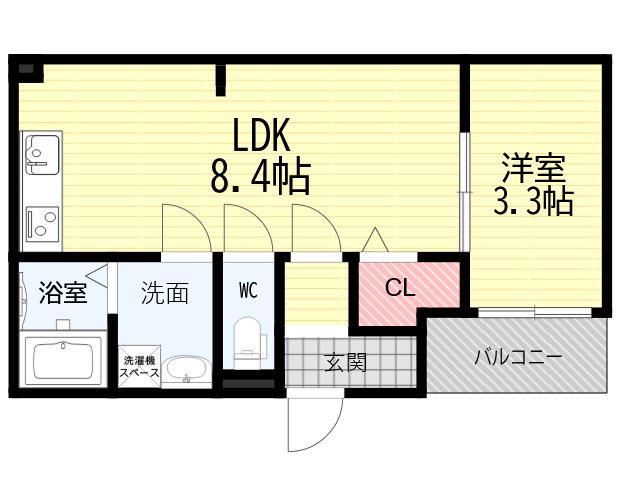 COCON GRANDJOUR 尼崎水堂町(1LDK/1階)の間取り写真