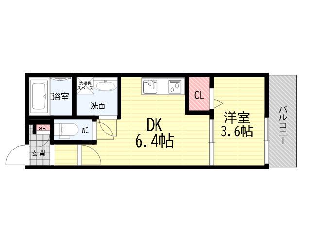 COCON GRANDJOUR 尼崎水堂町(1DK/1階)の間取り写真