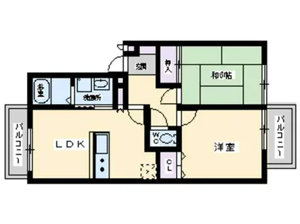 ハイツ尾井(2LDK/2階)の間取り写真