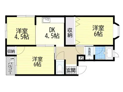 小津浜ハイツ(3DK/3階)の間取り写真