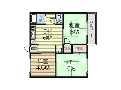 タウニーN(3DK/1階)の間取り写真