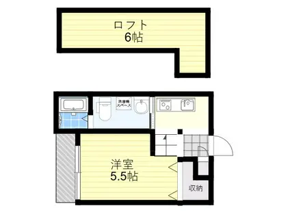 キューブハイツ2(ワンルーム/1階)の間取り写真