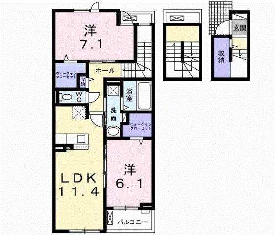 アーモンドアイ(2LDK/3階)の間取り写真