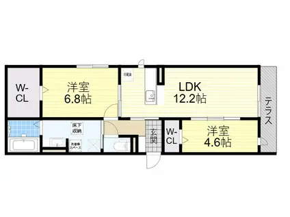 ラ・ベル・メール鳳(2LDK/3階)の間取り写真
