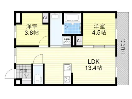 CHAINON高石(2LDK/2階)の間取り写真