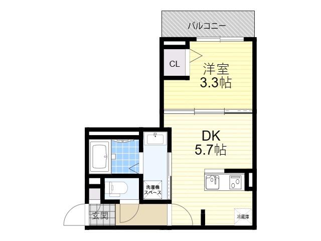 アイクレスト白石(1DK/3階)の間取り写真