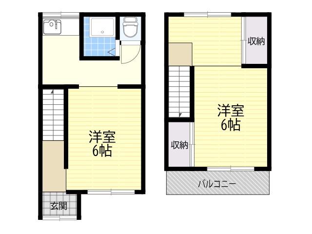 富秋町2-16-18テラスハウス(2DK)の間取り写真