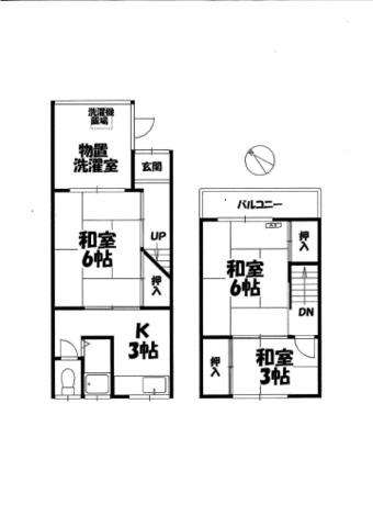 富秋町2-14-14テラスハウス(3K)の間取り写真