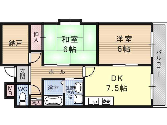 メゾンドール(2SDK/3階)の間取り写真
