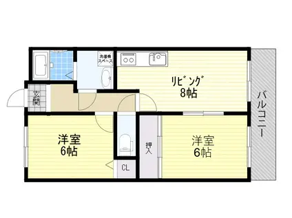 コンチネンタル平野(2LDK/5階)の間取り写真