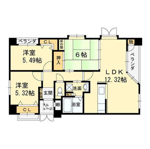ジョワジール長居公園(3LDK/3階)の間取り写真