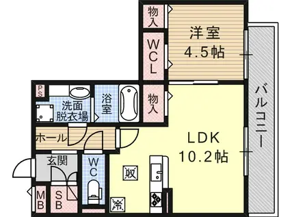ロベリア宮町(1LDK/2階)の間取り写真