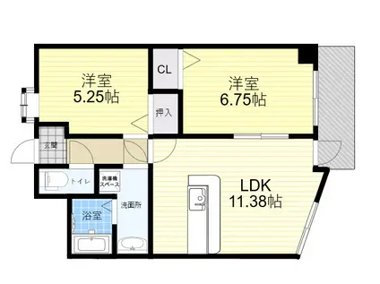 ラカーユ(2LDK/6階)の間取り写真