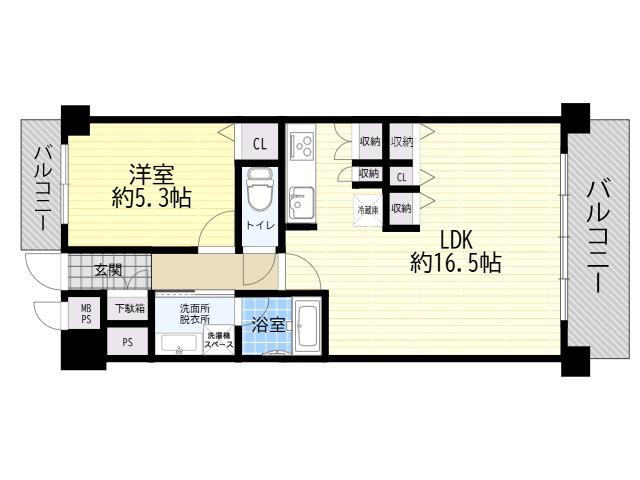 朝日プラザ グランタワー(1LDK/3階)の間取り写真