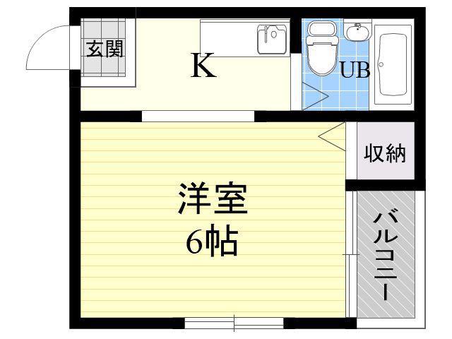 シティハイツ瓜破東(1K/2階)の間取り写真
