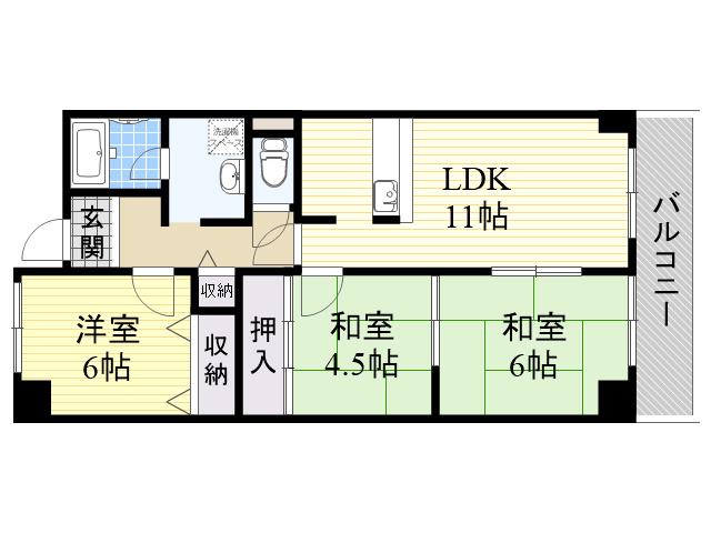 フォレスタ育和(3LDK/4階)の間取り写真