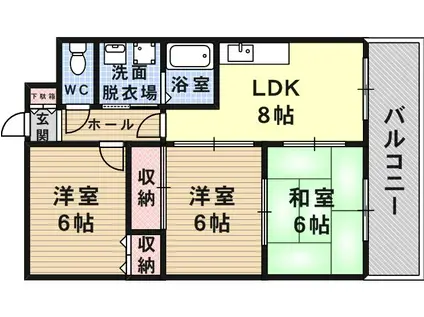 ラップマンション(3LDK/5階)の間取り写真