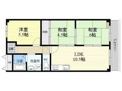 ダイヤモンドハイツ橋原(3LDK/6階)の間取り写真