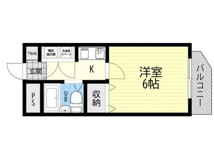 グランデール平野(1K/4階)の間取り写真