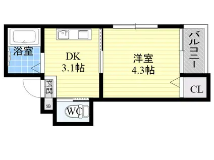 ファイブコート喜連(1DK/5階)の間取り写真