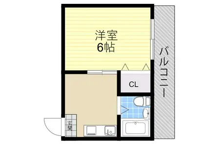 コスモハイツ加美(1K/4階)の間取り写真