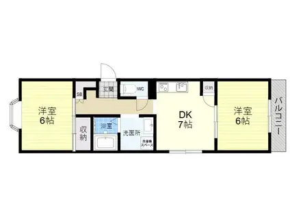 MILAGROS ミラグロス(2DK/1階)の間取り写真