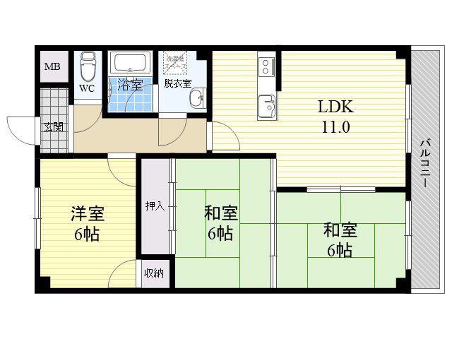 太平ロイヤル加美(3LDK/3階)の間取り写真