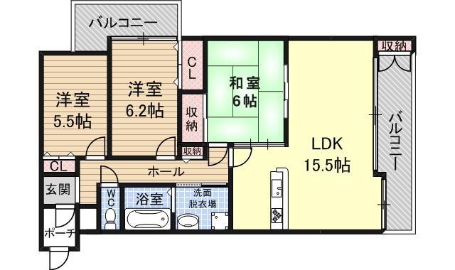ポラリス(3LDK/6階)の間取り写真