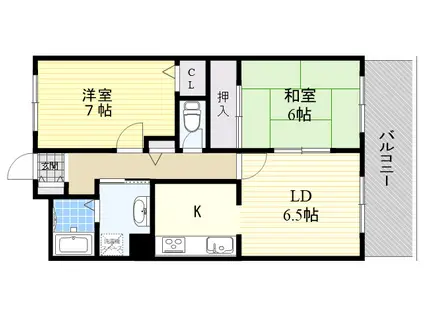 サンビレッジⅡ(2LDK/6階)の間取り写真