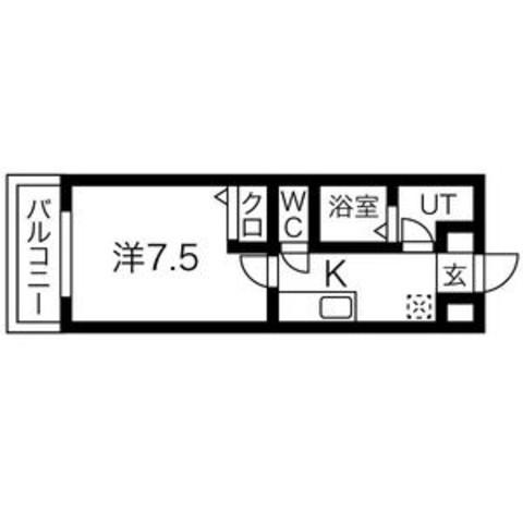 グローリー11(1K/1階)の間取り写真