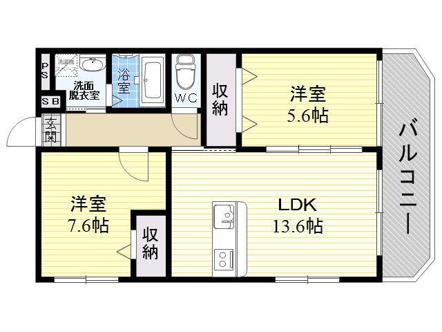 レフィナードⅡ(2LDK/3階)の間取り写真
