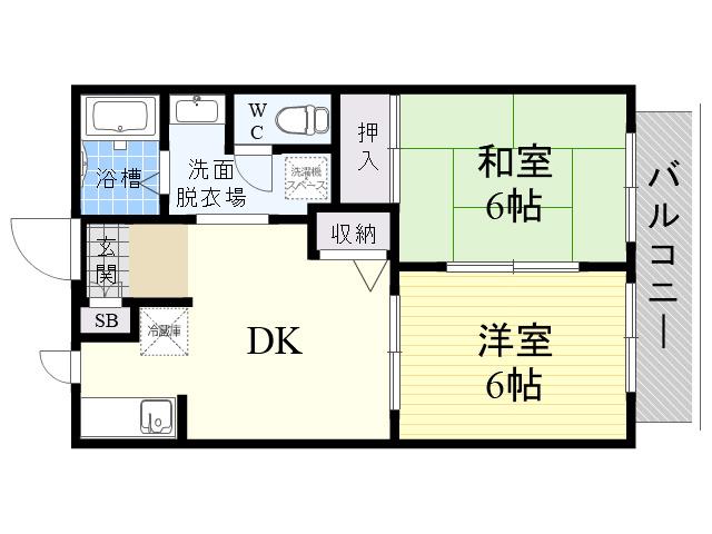 HOUSEアルバ(2DK/1階)の間取り写真