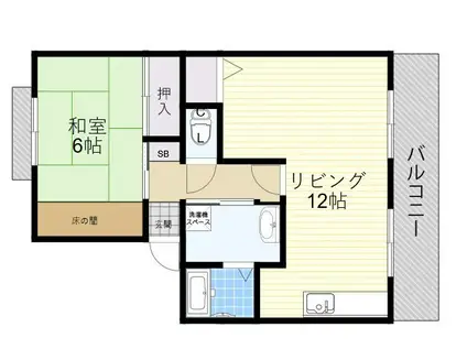 ロータスハイツ(1LDK/2階)の間取り写真